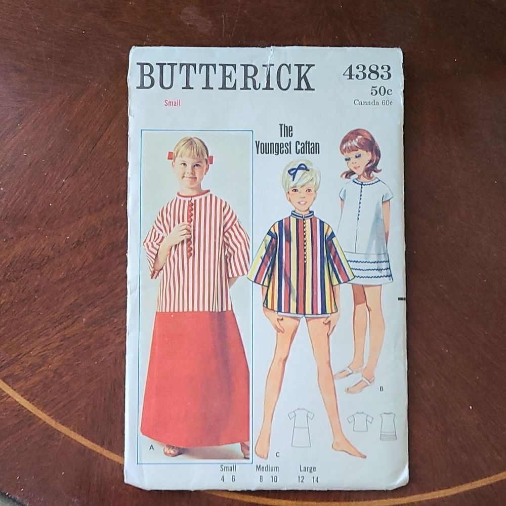 3/$15 Vintage 60s Girls Dress Butterick Sewing Pattern 4383 small 